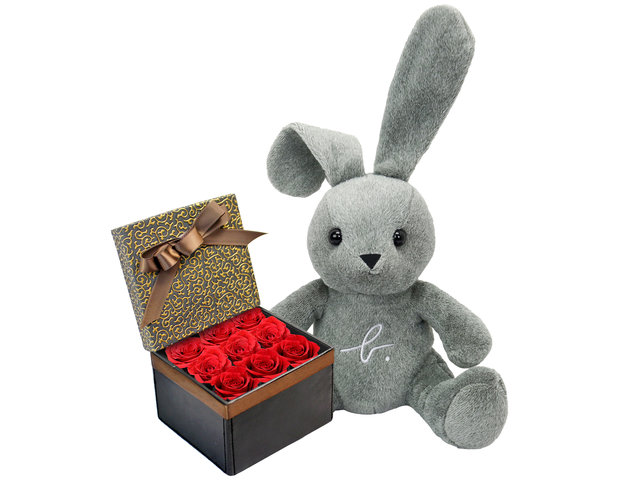 Florist Gift Set - agnès b. Lapin Plush with Red Rose Box A14 - VAB0206B1b Photo