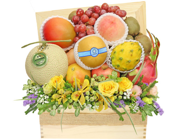 Fruit Basket With Flowers Z11